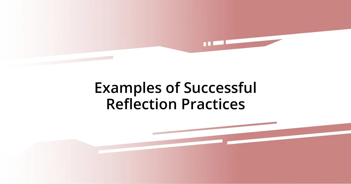 Examples of Successful Reflection Practices