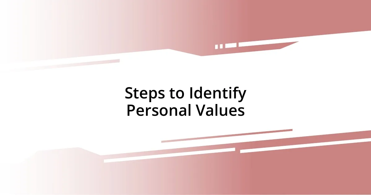 Steps to Identify Personal Values