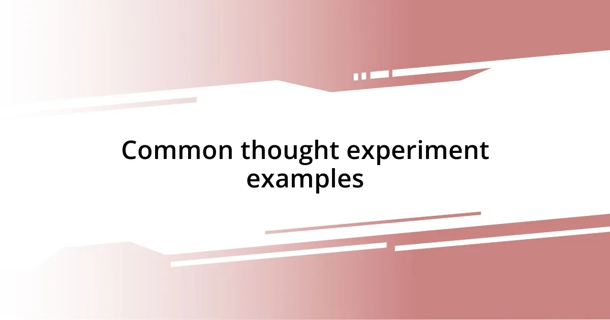 Common thought experiment examples