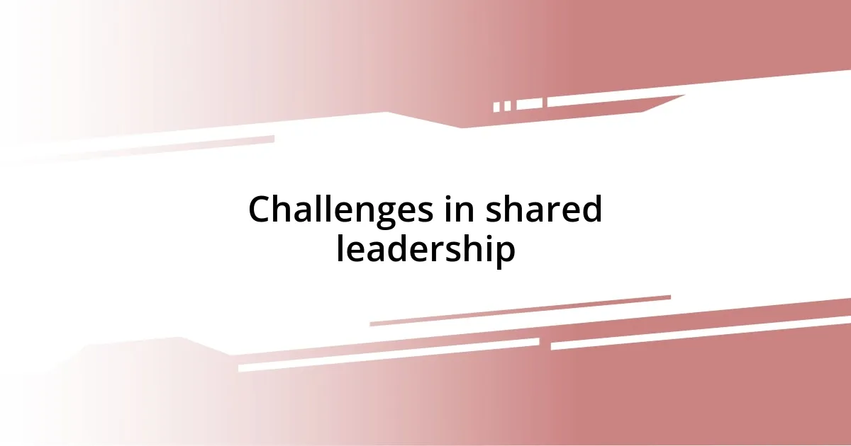 Challenges in shared leadership